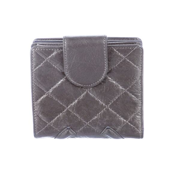 Chanel Cambon CC Quilted Metallic Matelasse Leather Bifold Small Wallet Clutch - Picture 2 of 6